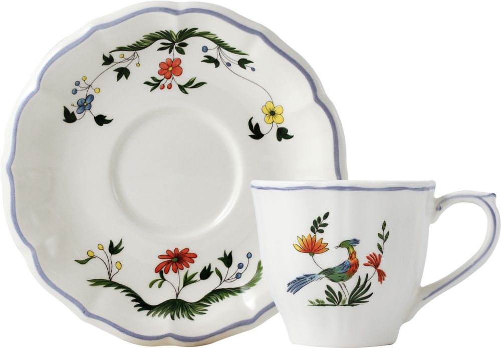 B 2 US TEA CUPS/SCRS OISEAUX PARADIS 175 мл., - Д 14,5 см., -В 7,4 см.,   01112PTU49 GIEN, Райская птица