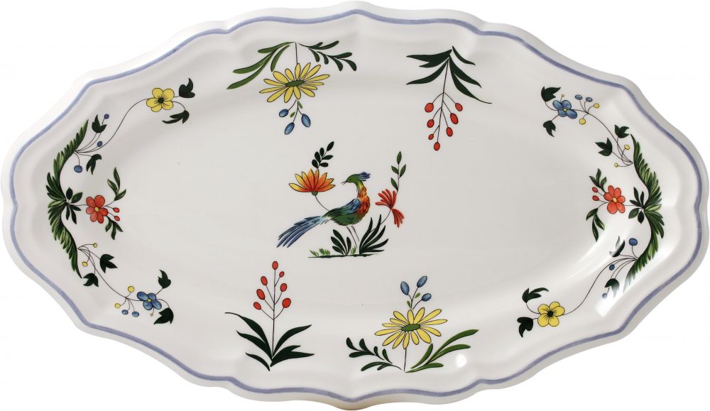 B 1 OVAL PLATTER 4 OISEAUX PARADIS 36 х 21 см.,   0111COV422 GIEN, Райская птица