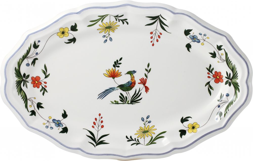 B 1 OVAL PLATTER 6 OISEAUX PARADIS 41 X 26 см.,   0111COV622 GIEN, Райская птица