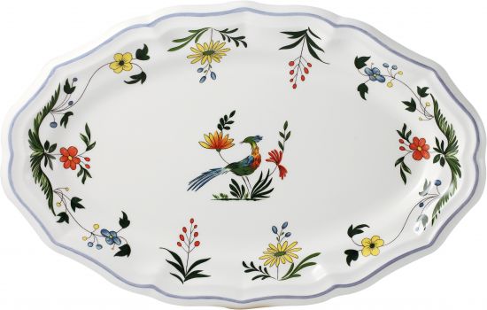 B 1 OVAL PLATTER 6 OISEAUX PARADIS 41 X 26 см.,   0111COV622 GIEN, Райская птица
