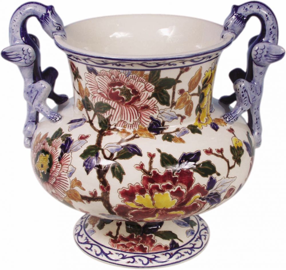 C 1 VASE DRAGONS PIVOINES