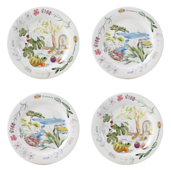 Набор тарелок хлеб / канапе 4 шт., Д16,5 см., два сюжета, PROVENCE, GIEN, 1774B4MX50
