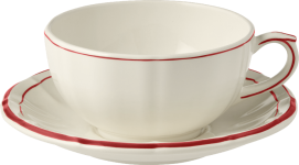 Набор чайных пар для завтрака 2 набора, FILET ROUGE, GIEN, 300 мл., - Д 18 см. - В 6,4 см.,