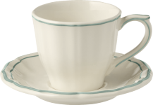 Набор чайных пар 2 набора, FILET CELADON, GIEN, 17,5 мл. - Д 14,5 см. - В 7,4 см.,