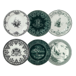 Тарелка  десертная Ассорти с разным рисунком набор 6 ШТ.., LES DEPAREILLEES VERT, Д22 см,, GIEN