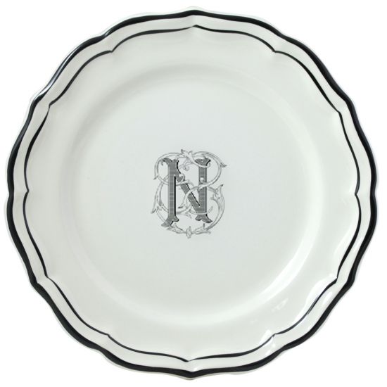 Тарелка обеденная "N", FILET MANGANESE MONOGRAMME, Д 26 cm GIEN