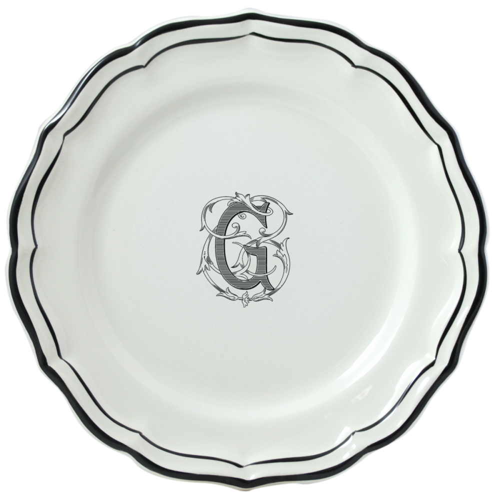 Тарелка обеденная "G", FILET MANGANESE MONOGRAMME, Д 26 cm GIEN