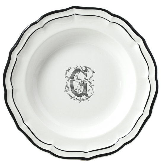 Тарелка глубокая "J", FILET MANGANESE MONOGRAMME, Д 22,5 cm GIEN