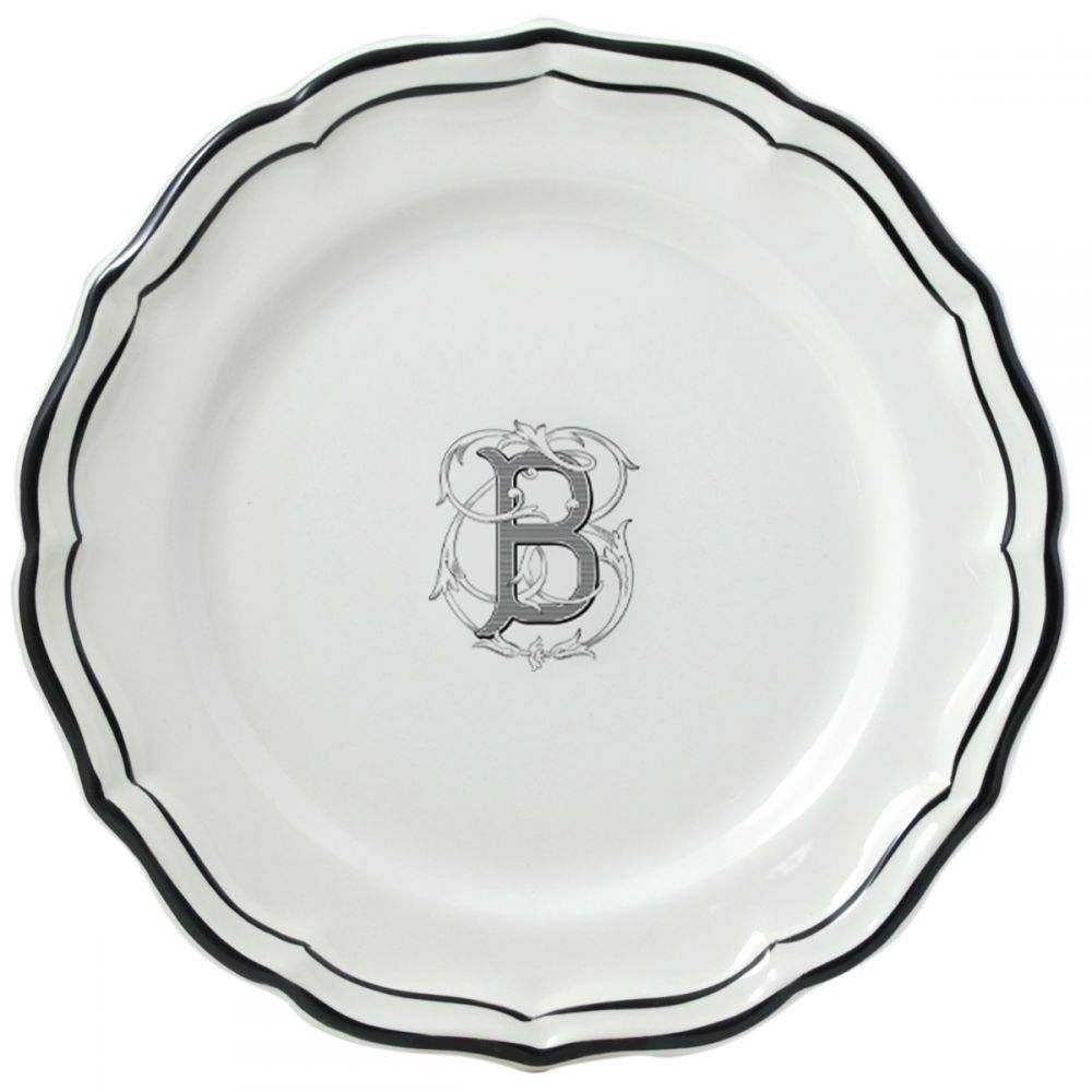 Тарелка обеденная "B", FILET MANGANESE MONOGRAMME, Д 26 cm GIEN