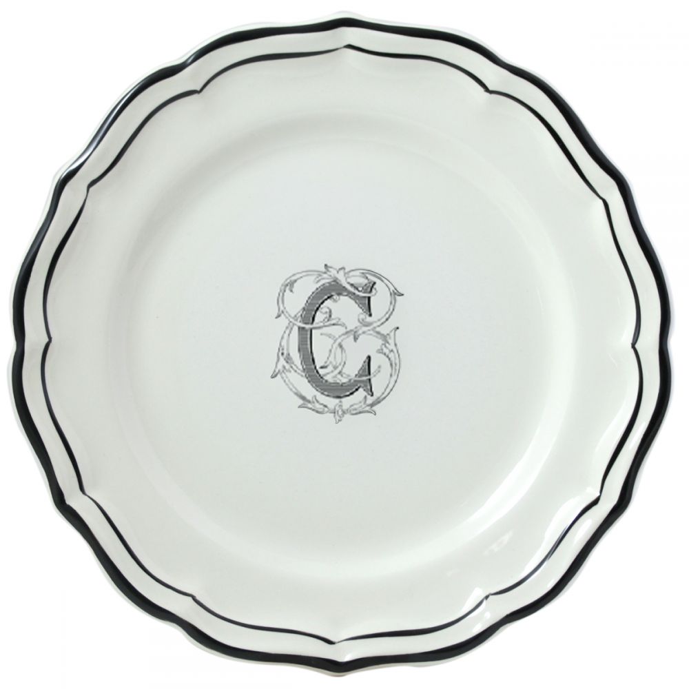 Тарелка обеденная "C", FILET MANGANESE MONOGRAMME, Д 26 cm GIEN