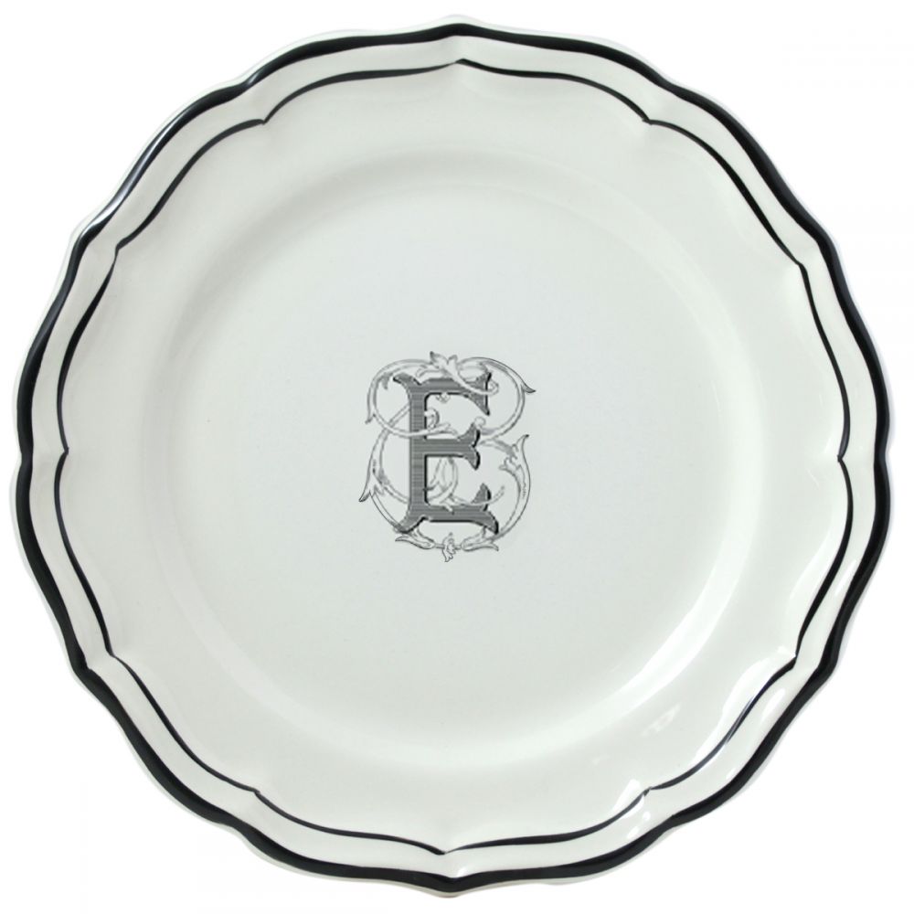 Тарелка обеденная "E", FILET MANGANESE MONOGRAMME, Д 26 cm GIEN