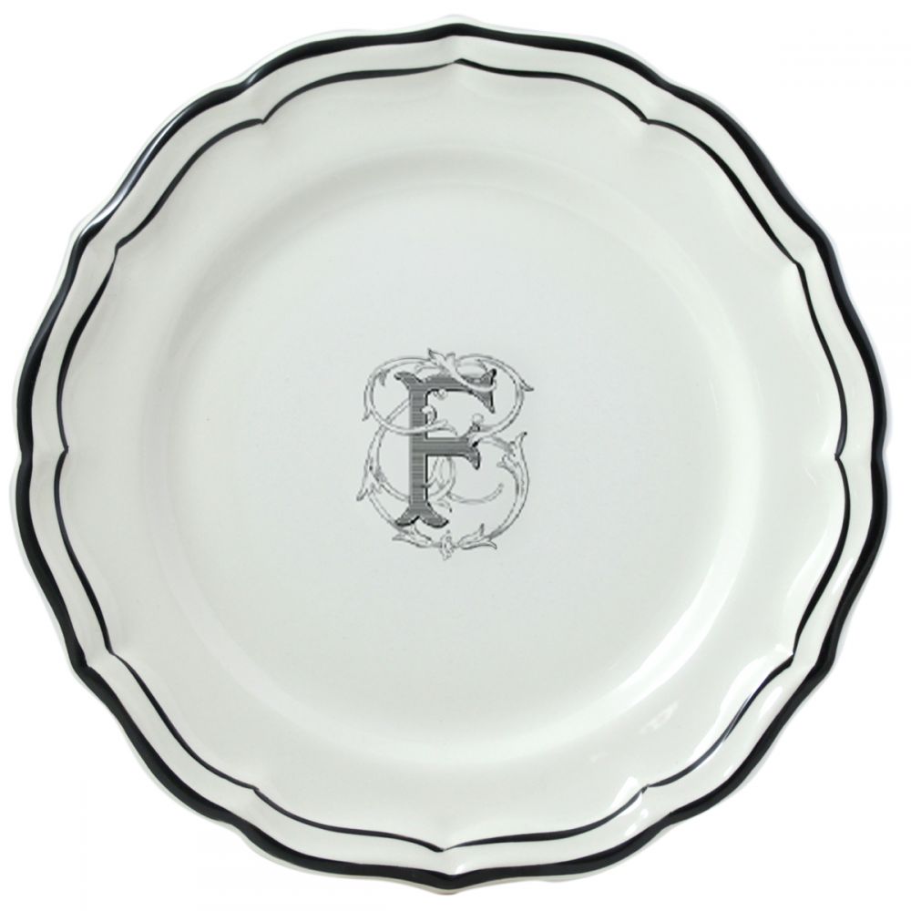 Тарелка обеденная "F", FILET MANGANESE MONOGRAMME, Д 26 cm GIEN