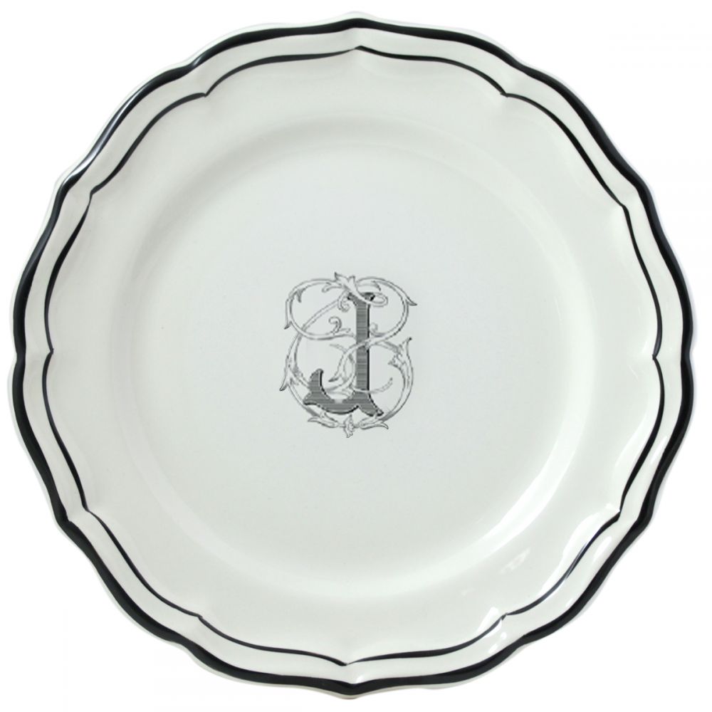 Тарелка обеденная "J", FILET MANGANESE MONOGRAMME, Д 26 cm GIEN