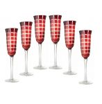 НАБОР БОКАЛОВ ПОД ШАМПАНСКОЕ 6 ШТ., Д6,4х В24 см., КРАСНОЕ СТЕКЛО, РУЧНАЯ РАБОТА