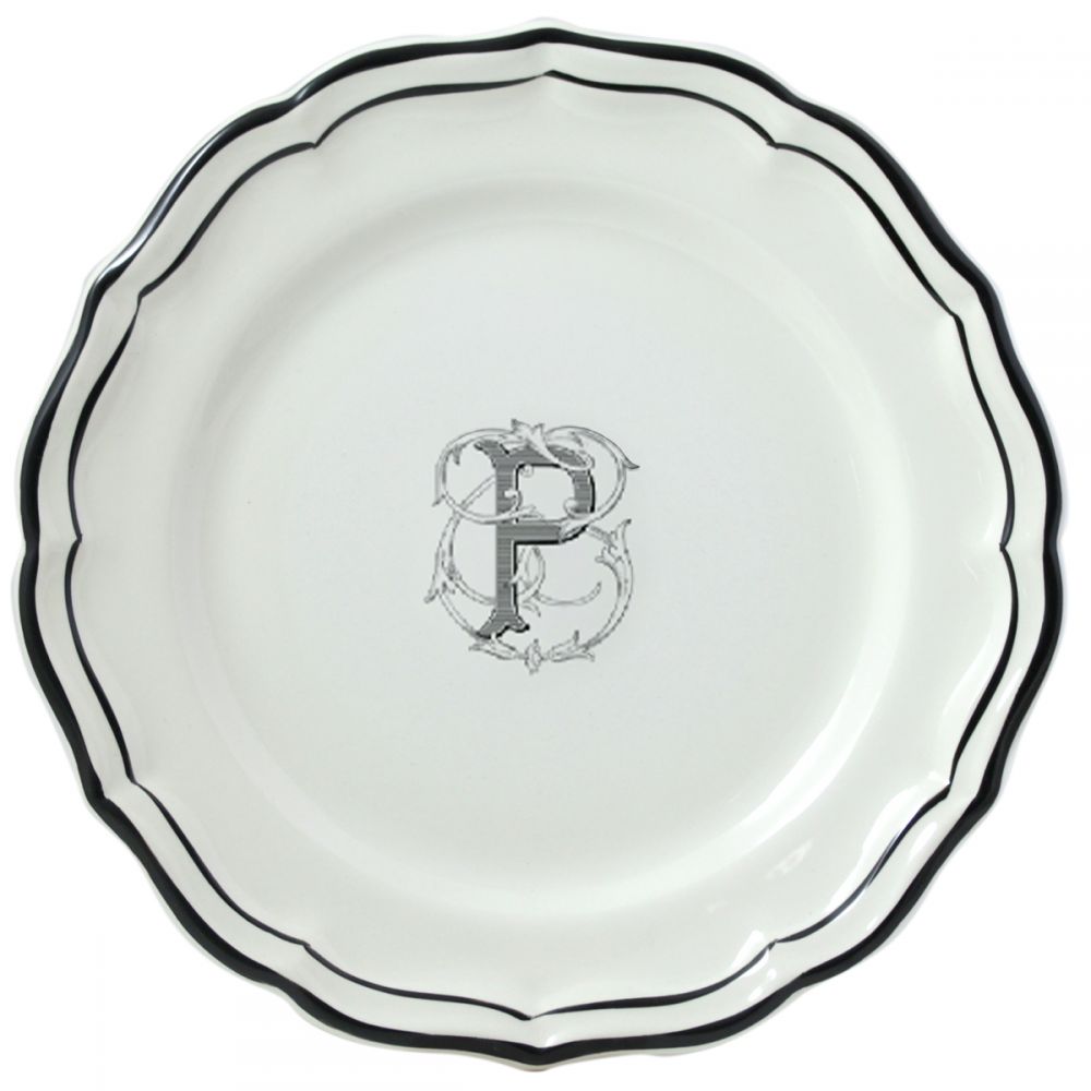 Тарелка обеденная "P", FILET MANGANESE MONOGRAMME, Д 26 cm GIEN