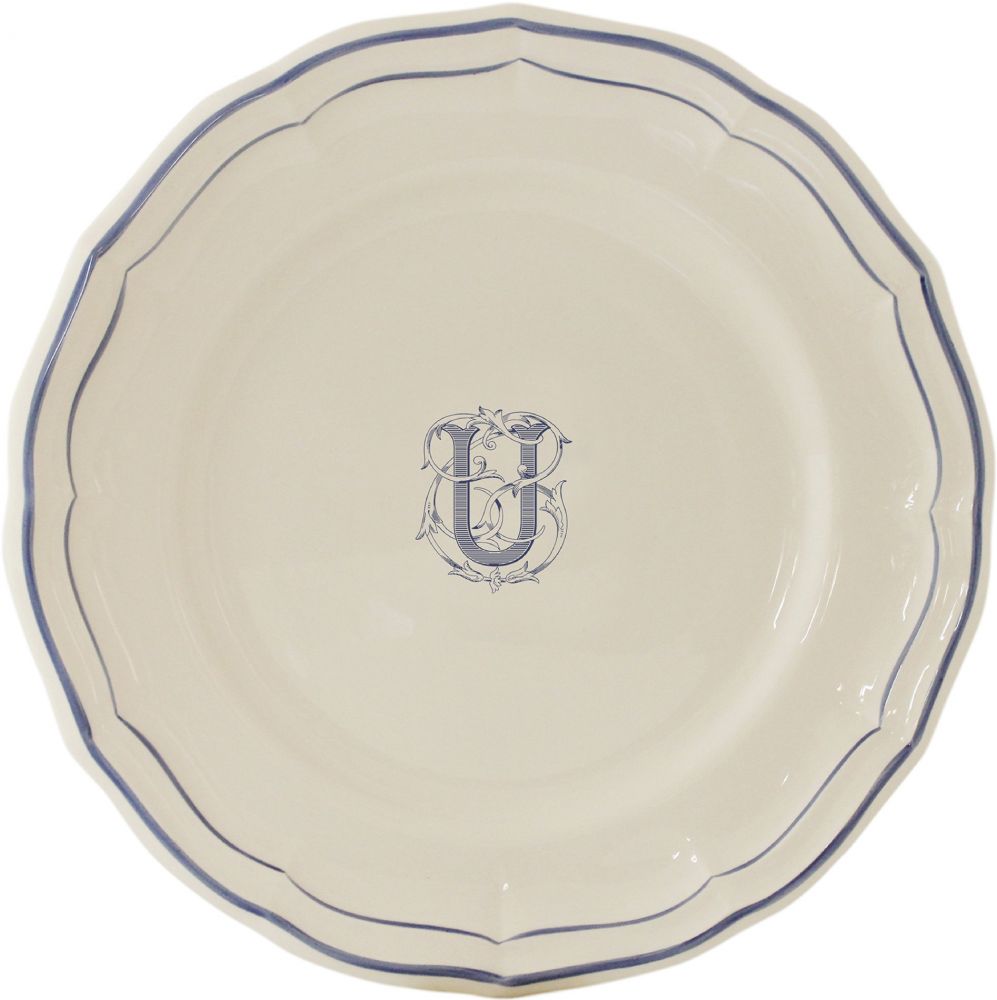 Тарелка десертная"U", FILET MANGANESE MONOGRAMME, Д 23,2 cm GIEN